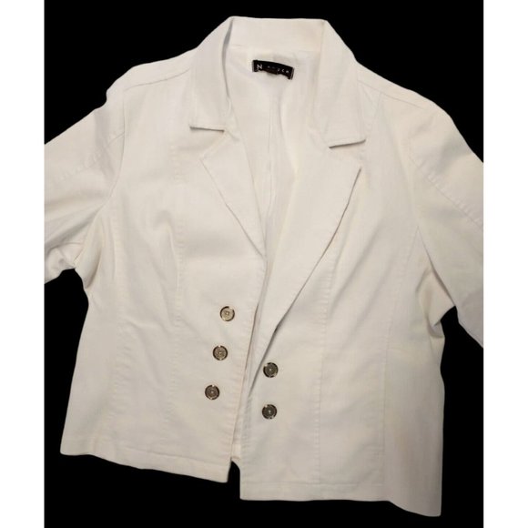 N Touch Jackets & Blazers - N Touch White Dress Jacket Blazer with Silver Buttons Size XL